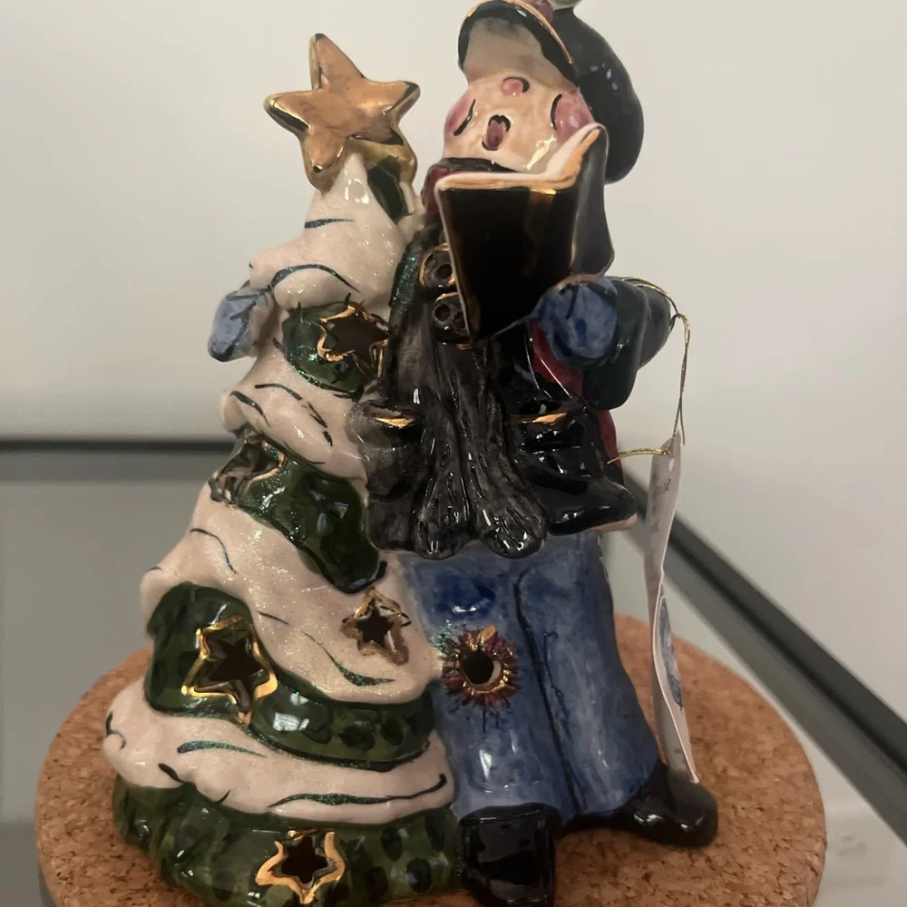 - Blue Sky Clayworks Victorian Boy Tea Light Christmas Caroler Heather Gol…